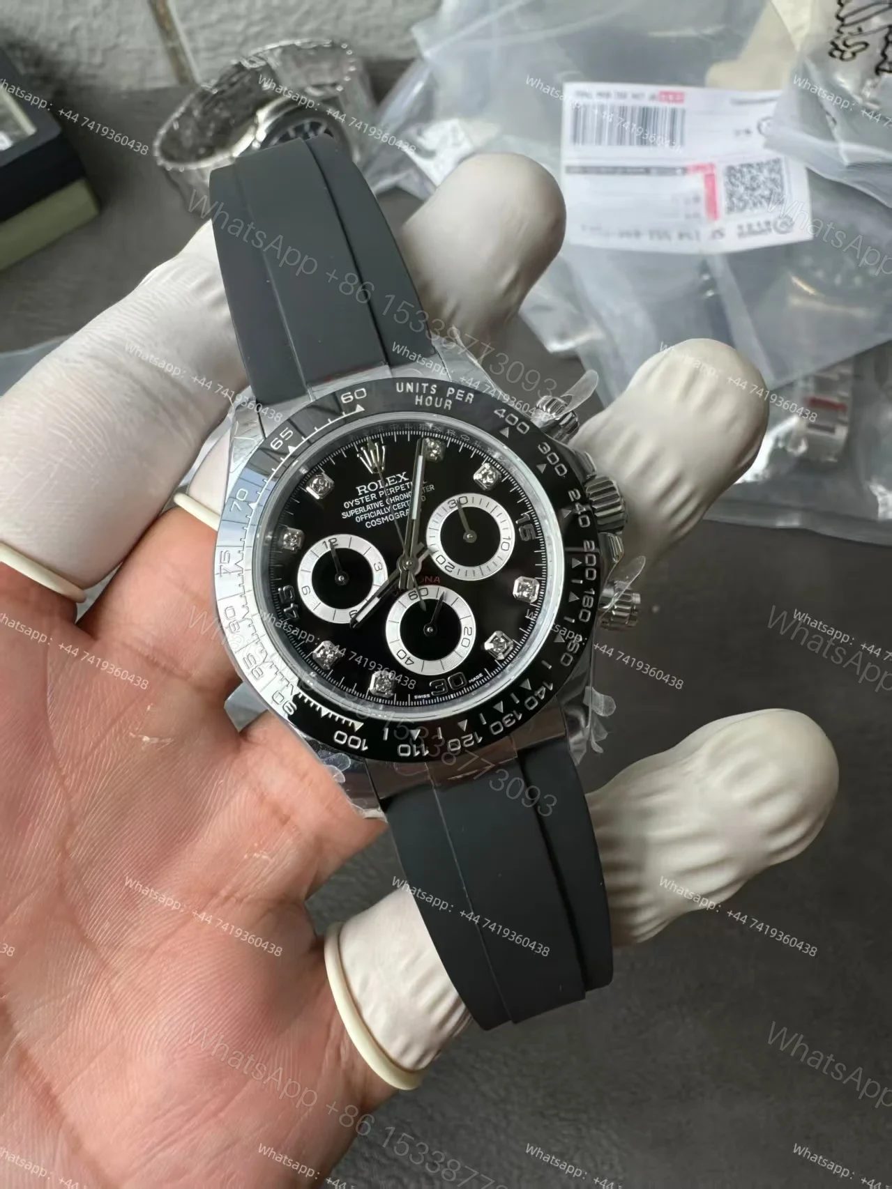 View 2 of Rolex Daytona Replica Watch – M116519LN-0025 Black Diamond Dial 1:1 Super Clone 4130