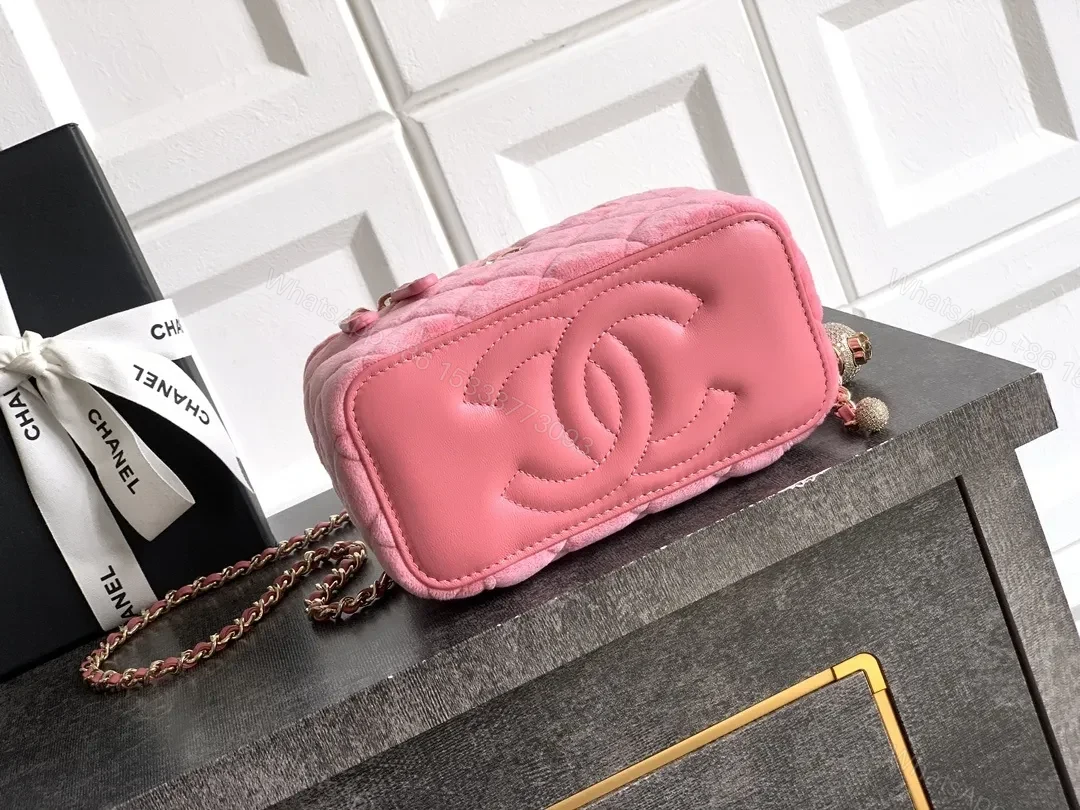 View 6 of Soft Pink Quilted Crossbody: Modern Couture-Inspired Charm