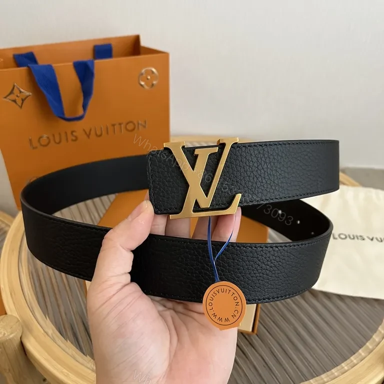 View 2 of Polished Leather LV Monogram Buckle Belt â€” Luxury Everyday Style