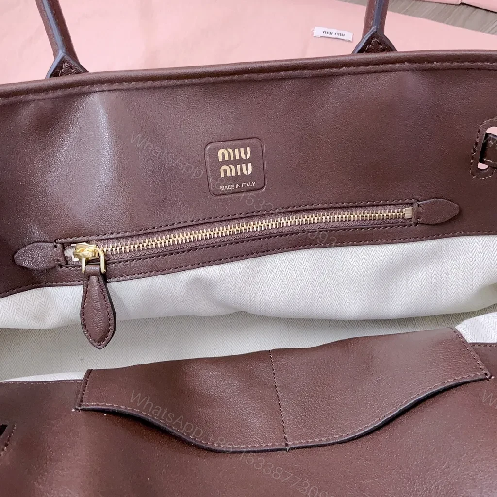 View 3 of Sophisticated Leather Tote: Structured, Gold Hardware, Everyday Carry