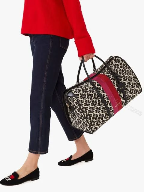 View 3 of Kate Spade New York Flower Jacquard Premium Classic Duffle Bag First Copy | AAA+ Replica