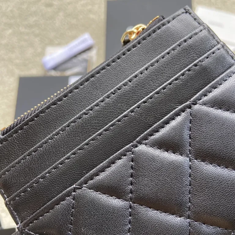 View 7 of Black Calfskin Chanel Cardholder Wallet: Quilted Luxury, Compact Style