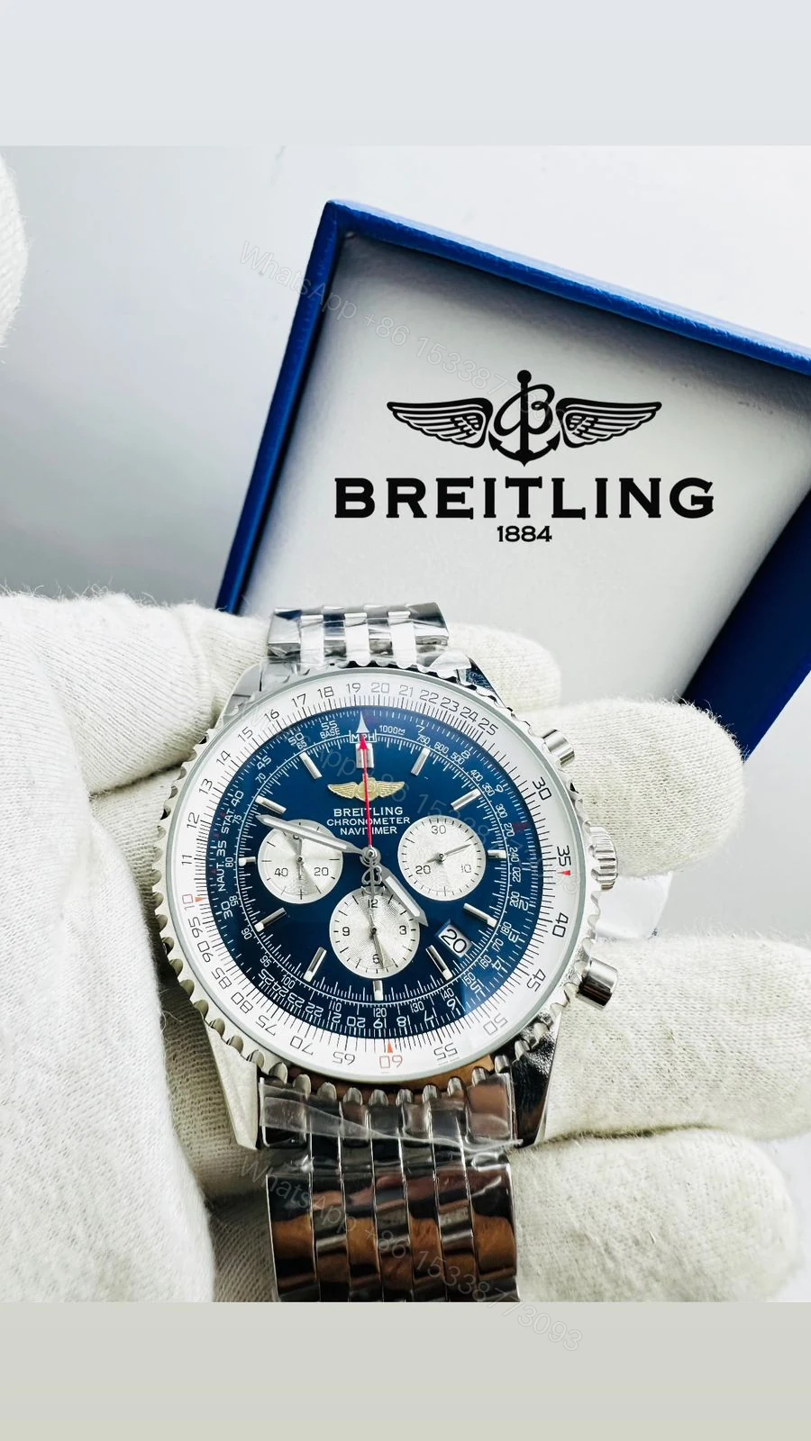 Breitling Navitimer Chronograph Blue Dial Watch — view 1