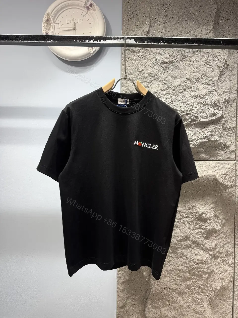 Black Cotton Tee Minimal Moncler-Logo Luxury Essential — view 1