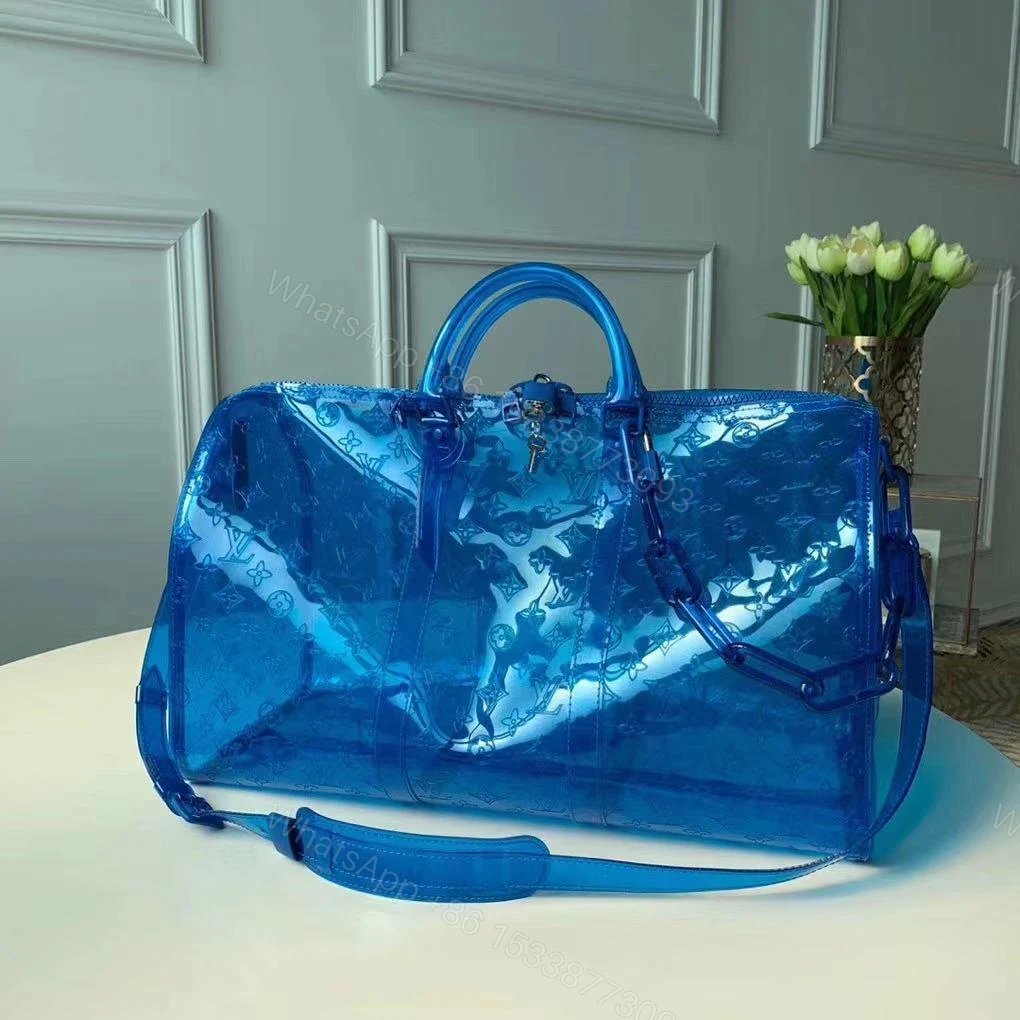 View 2 of Replica 1:1 Clone Louis Vuitton Keepall Bandouliere Monogram 50 Blue