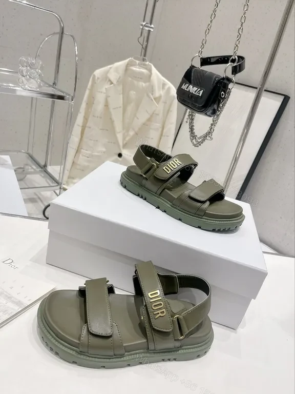 View 9 of Olive Strappy Sandals with Gold-Dior Hardware â€“ Luxe Comfort
