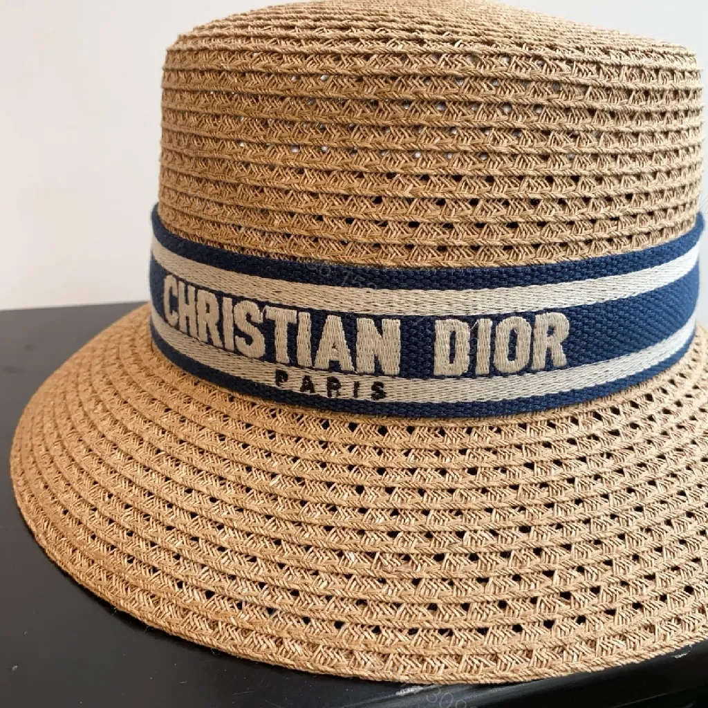View 4 of Elegant Straw Hat with Dior Band: Effortless Sun-Ready Sophistication