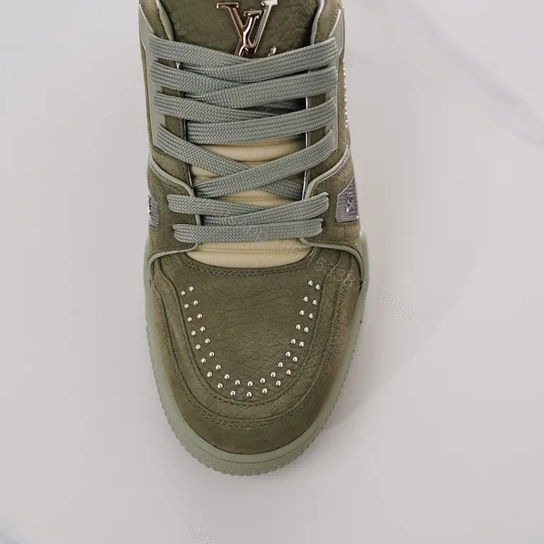 View 6 of Olive Allure: Luxe Everyday Trainer with LV Detail