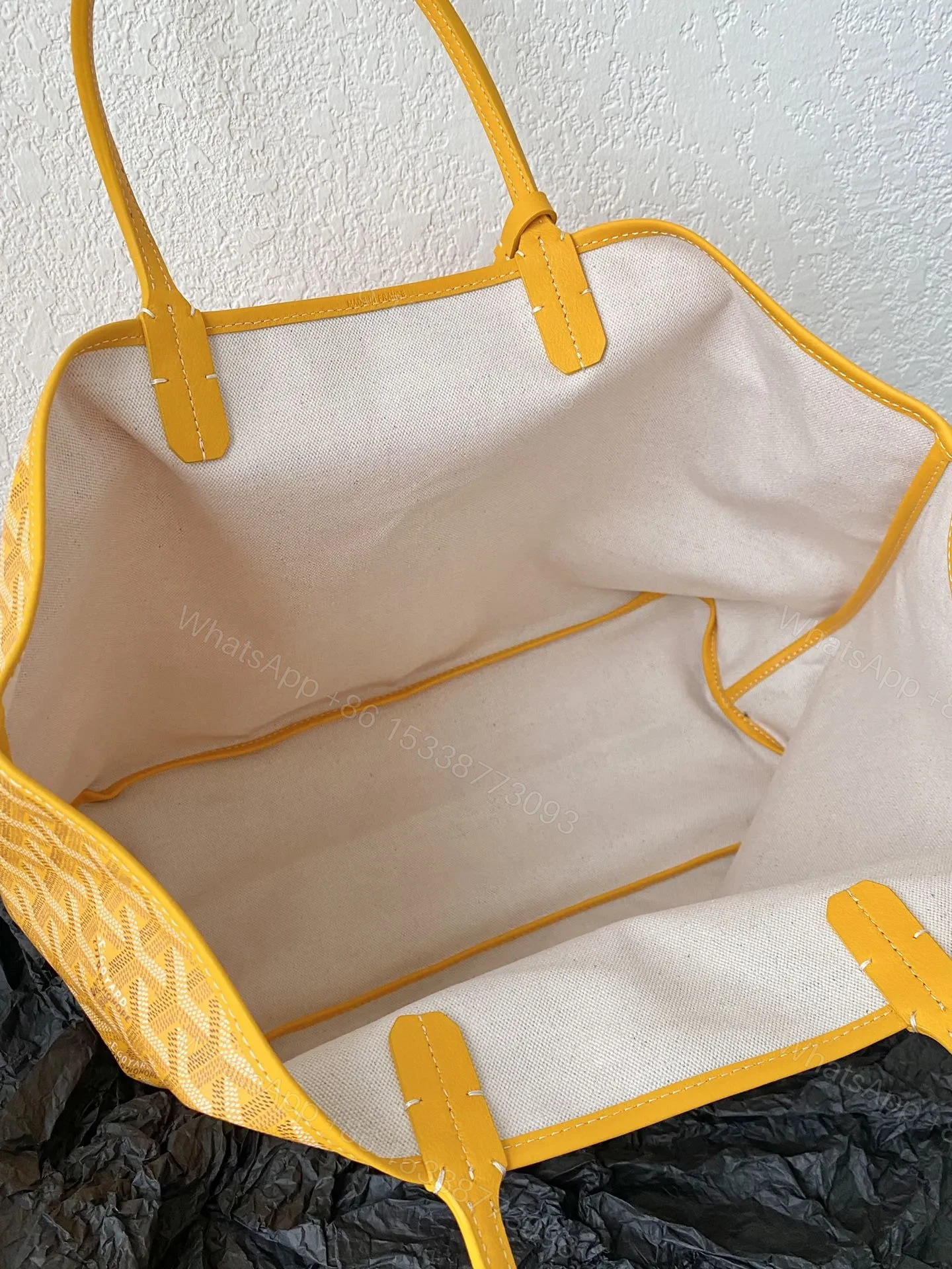 View 5 of Goyard Yellow Goyardine Canvas & Chevroches Calfskin Saint Louis PM Tote