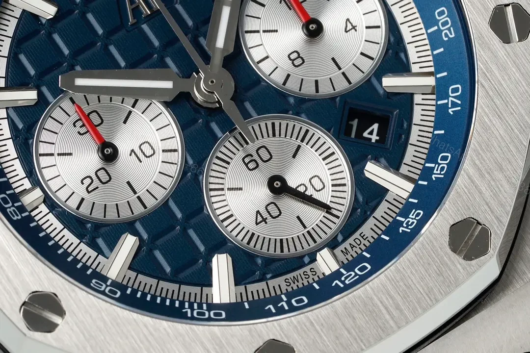 View 5 of Audemars Piguet Royal Oak Offshore Chronograph in Stainless Steel with Blue Dial and Rubber Strap
