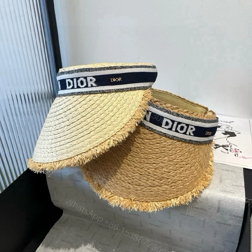 View 8 of Sun-Kissed Straw Visor: Textured Rim, Dior-Style Band