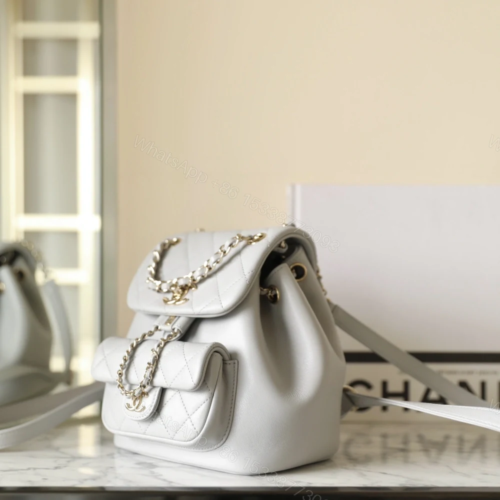 View 4 of 高仿Chanel*24K系列AS2908小牛皮淡灰雙肩包小號免檢版