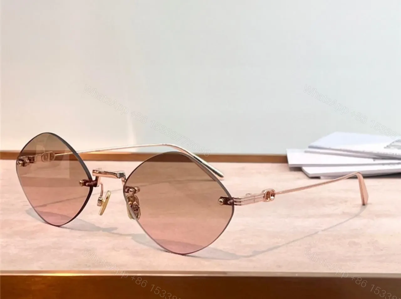DIOR Rimless Gold Diamond Sunglasses — view 1