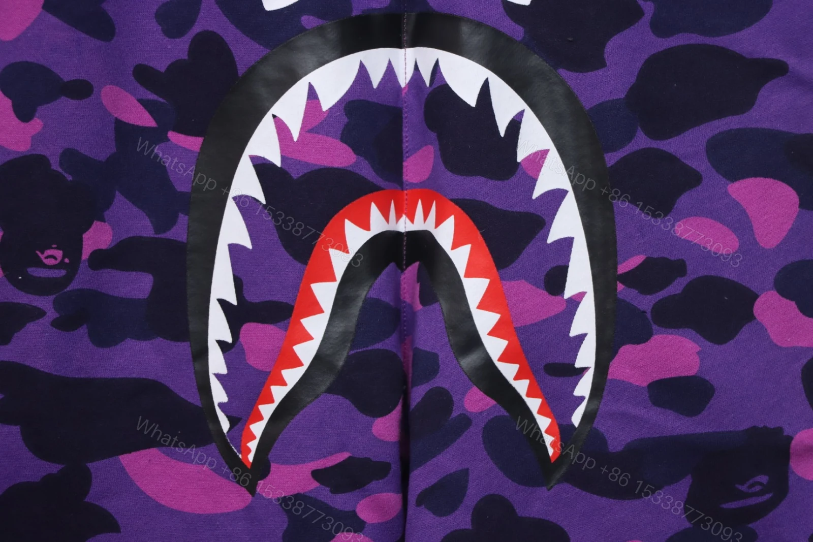 View 3 of Bape Camo Shark Shorts Purple