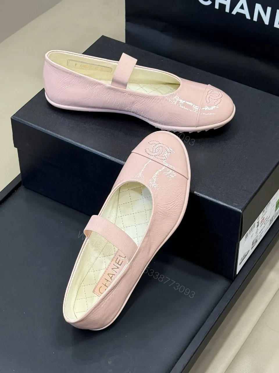 View 7 of Soft Pink Quilted Slip-Ons with Subtle Detailing Flats