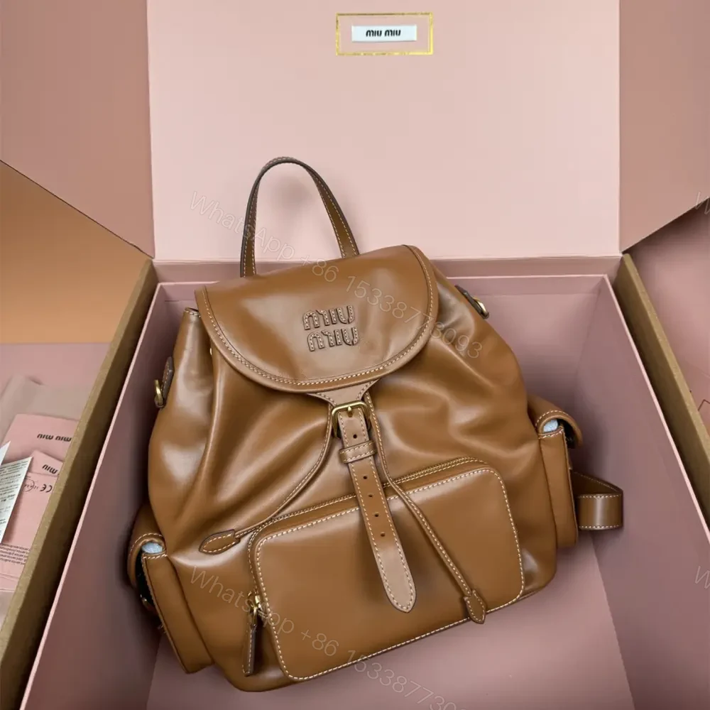 View 6 of 高仿miumiu*5BZ042牛皮雙肩包棕色大號免檢版