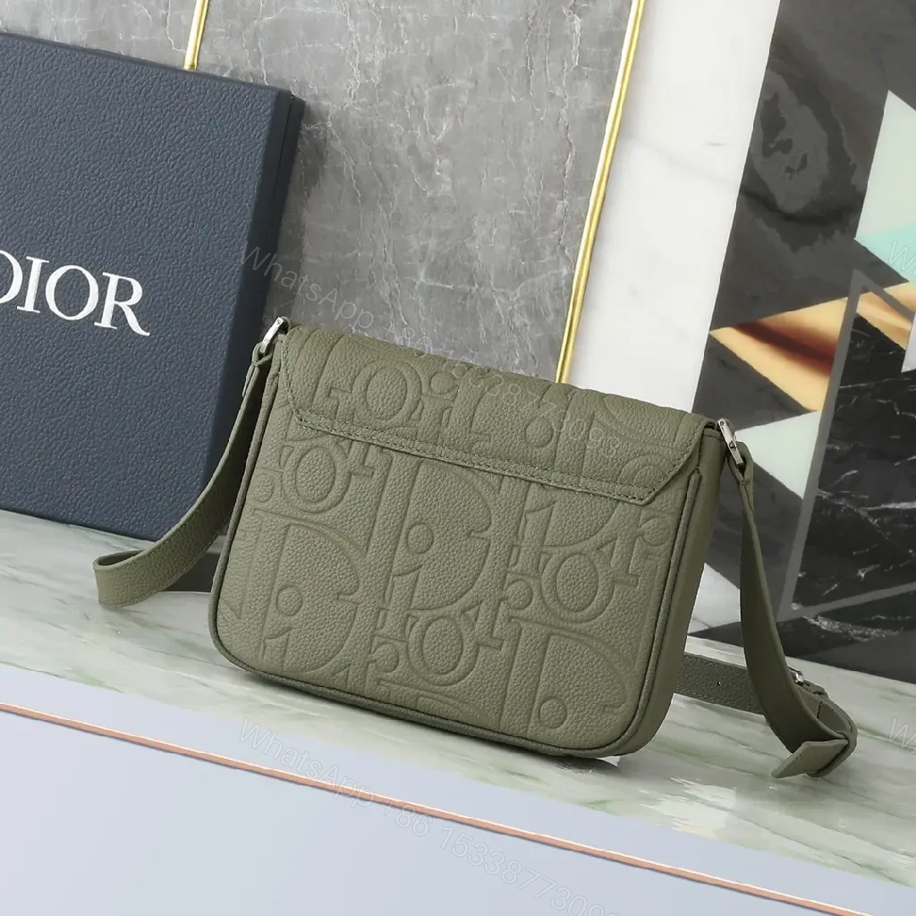 View 5 of Olive Embossed Leather Crossbody: Modern Chic, Compact