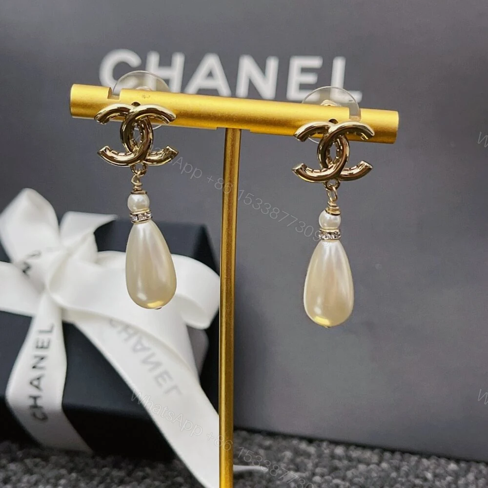 View 6 of Chanel CC Pearl Drop Earrings A98327