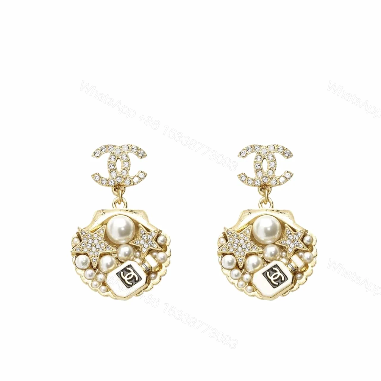 CHANEL CLIP ON PENDANT EARRINGS GOLD TONE ABF071 B19292 NADGB — view 1