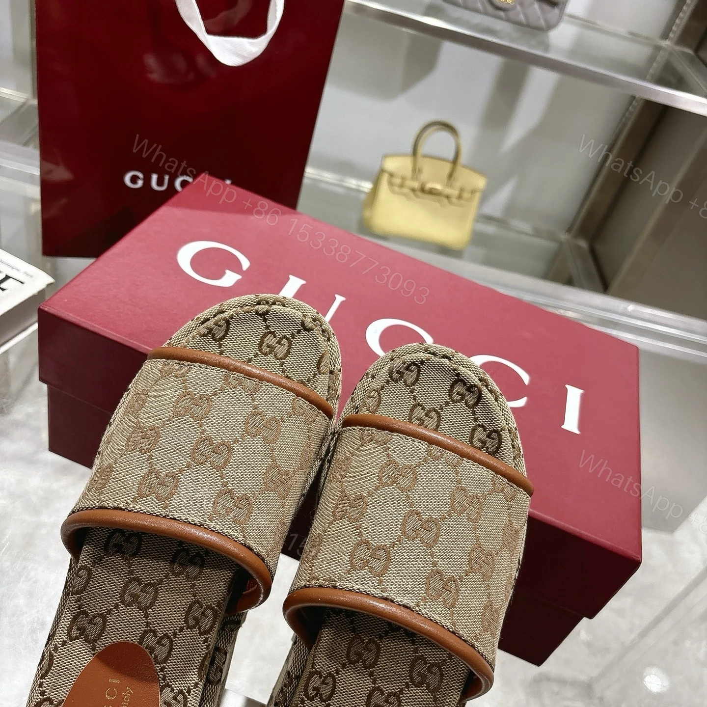View 5 of GUCCI WOMEN’S GG PLATFORM SANDAL BEIGE 816797 FAD9C 9745
