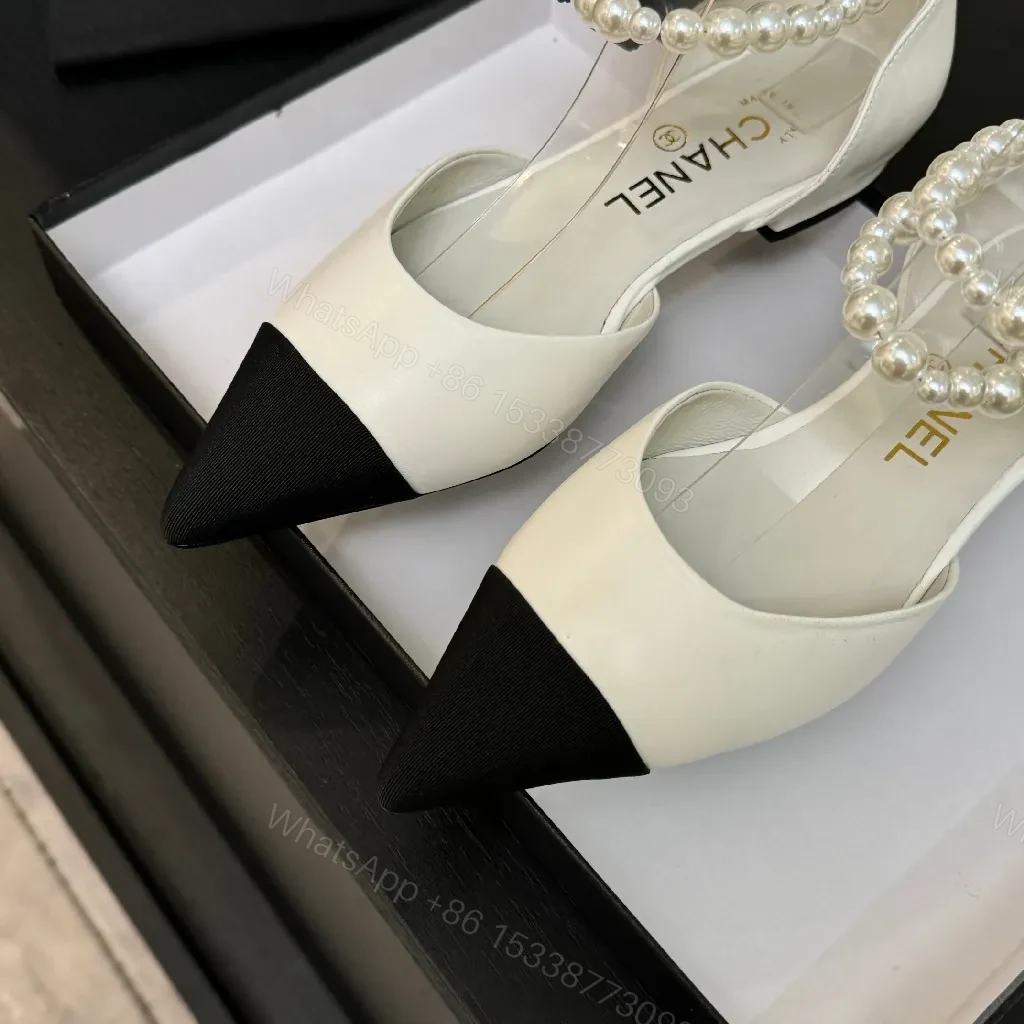 View 5 of Elegant Pearl Slingback Pumps: Luxe Two-Tone Couture Pumps