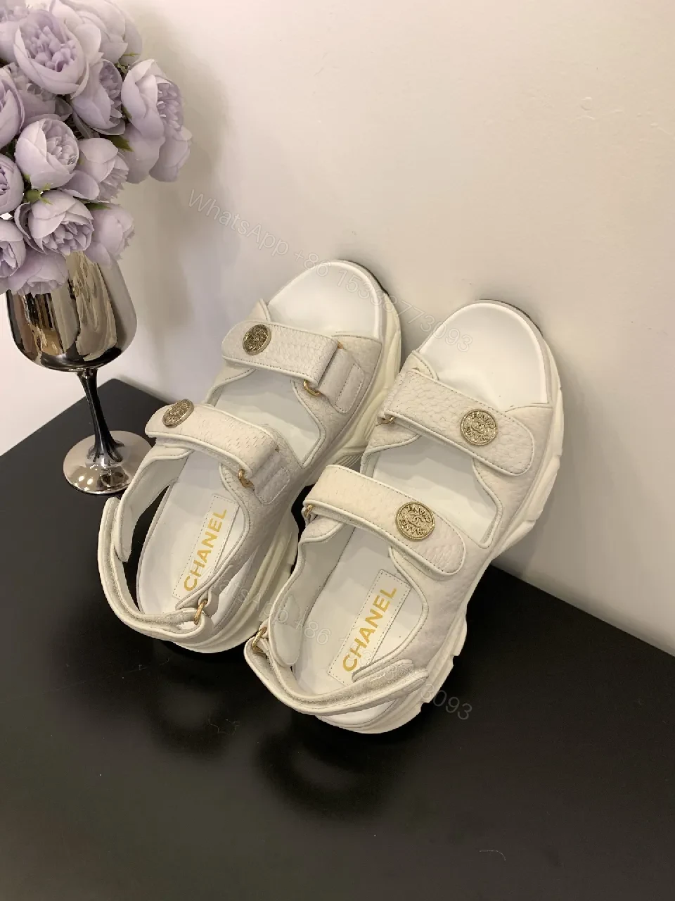 View 9 of White Uppers Platform Sandals: Elevated Comfort & Signature Detailing