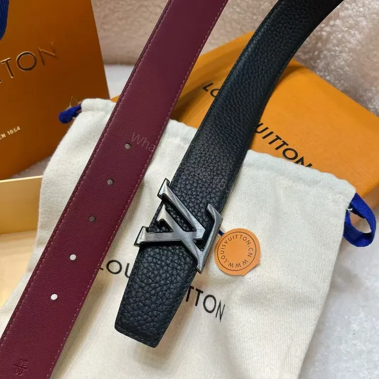 View 2 of Lux LV Leather Belt â€“ Pebbled Black, Gold Buckle, All-Day Comfort