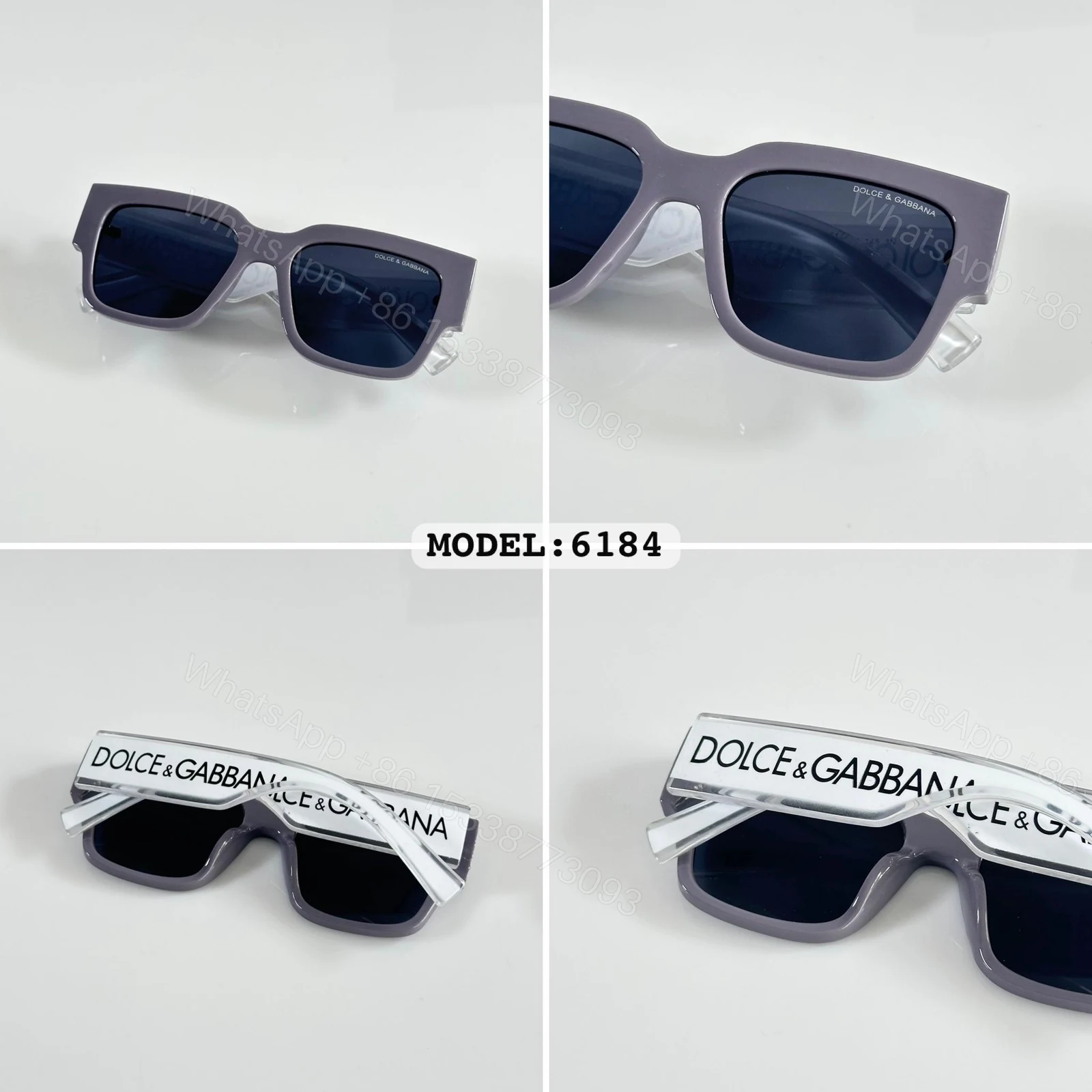 View 3 of Dolce & Gabbana 6184 Grey Square Sunglasses Black Lens