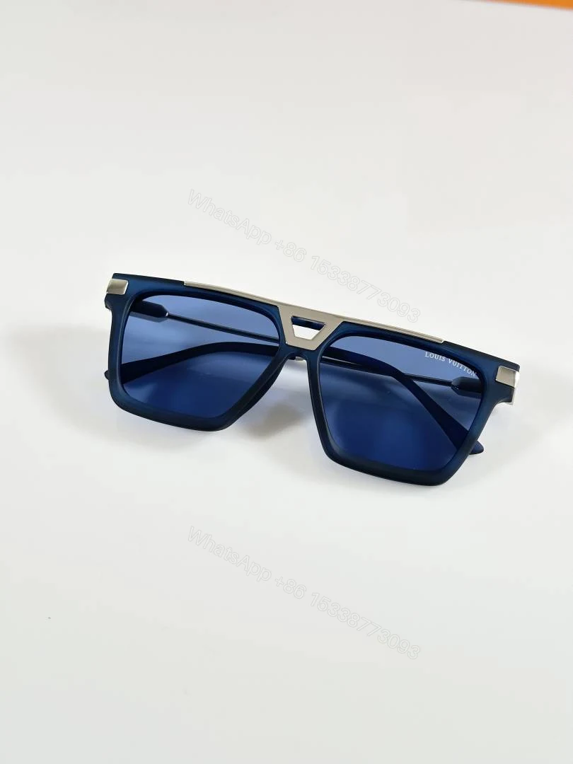 View 3 of First Copy Louis Vuitton Black Aviator Frame Blue Lens Men’s Sunglasses