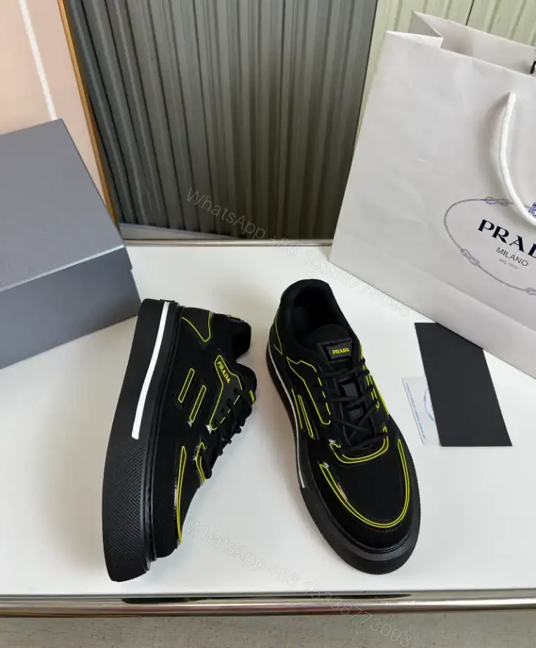 View 8 of PRADA MACRO RE-NYLON AND BRUSHED LEATHER SNEAKERS – PRD060