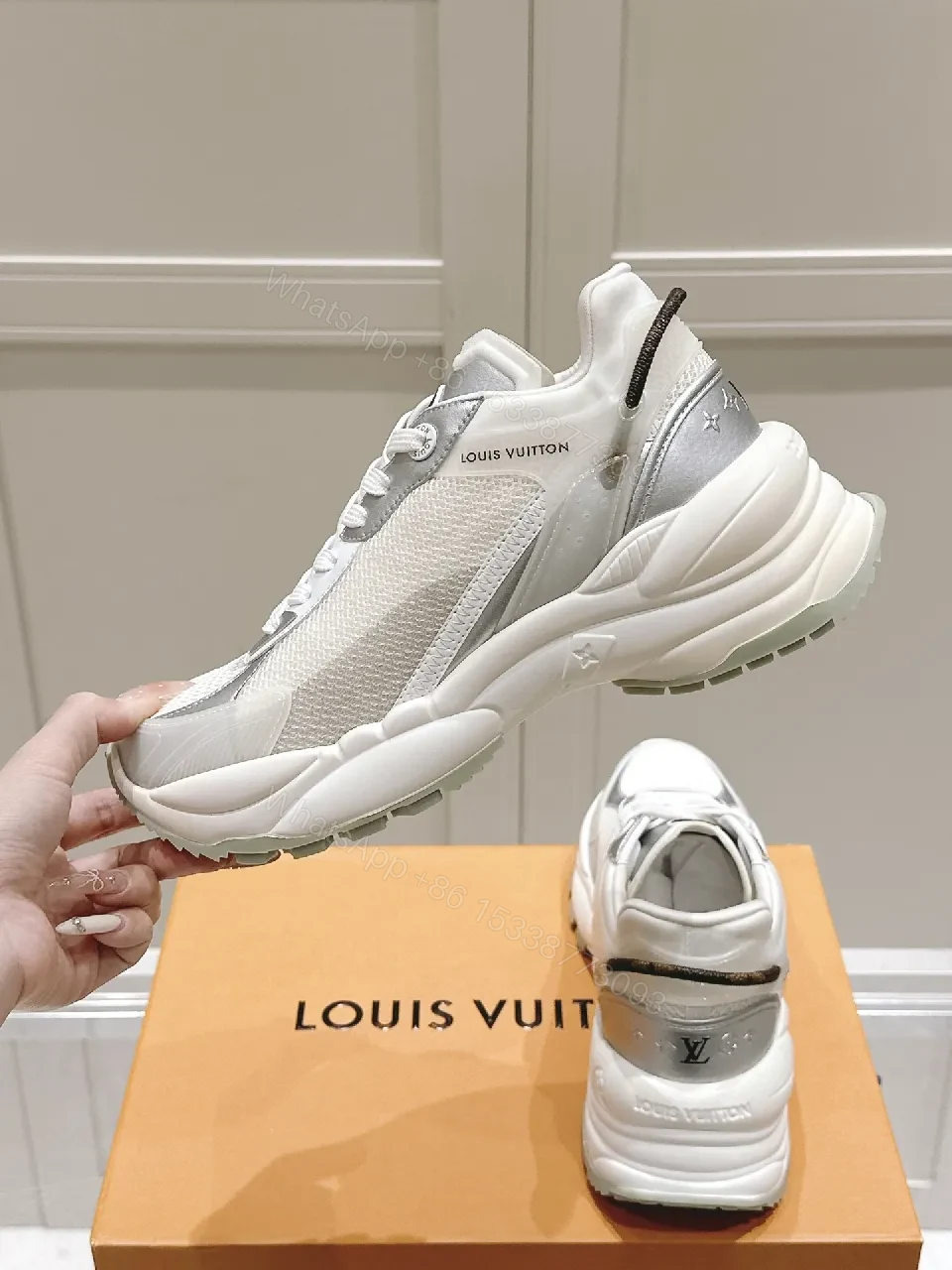View 2 of White Leather-Trim Runway Sneakers: Luxe Everyday Comfort