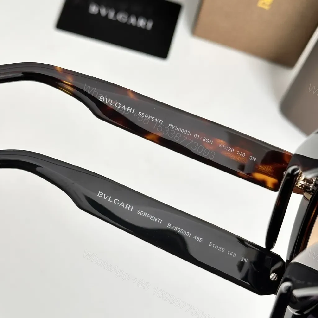 View 5 of Patterned Boldness Cat-Eye Sunglasses with Luxe BVLGARI Hardware