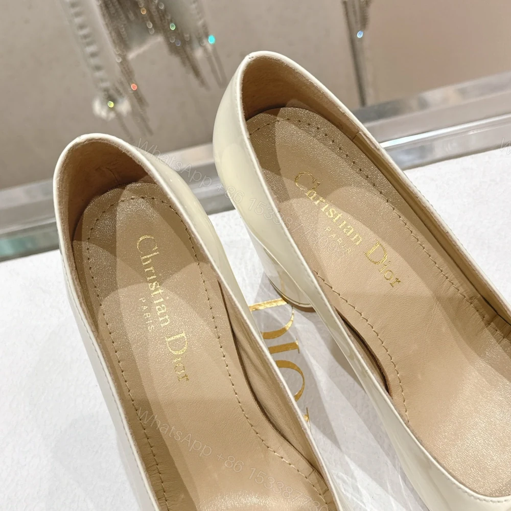 View 6 of 高仿Dior*Miss系列KCX320方頭LOGO金屬扣高踭單鞋白色免檢版