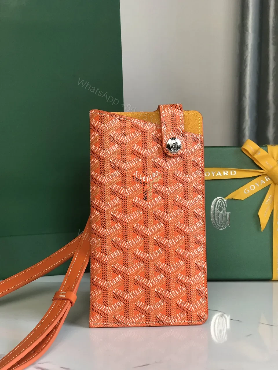 Structured Patterned Crossbody—Bold Orange, Signature Chevron, Snap Closure — view 1