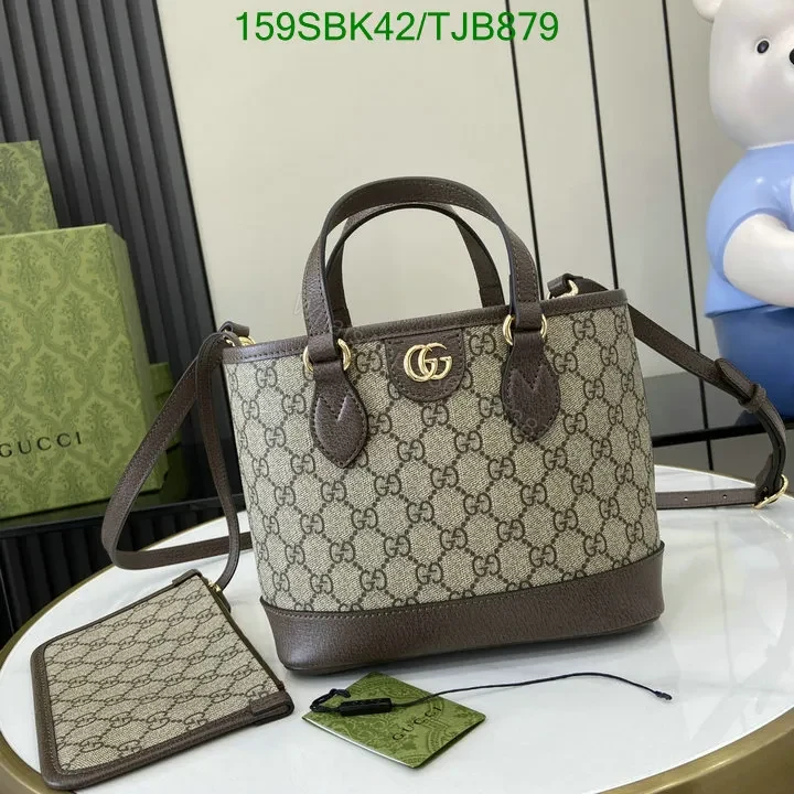 View 3 of Gucci Dusty Pink GG Supreme Canvas and Leather Mini Tote Bag ML75396