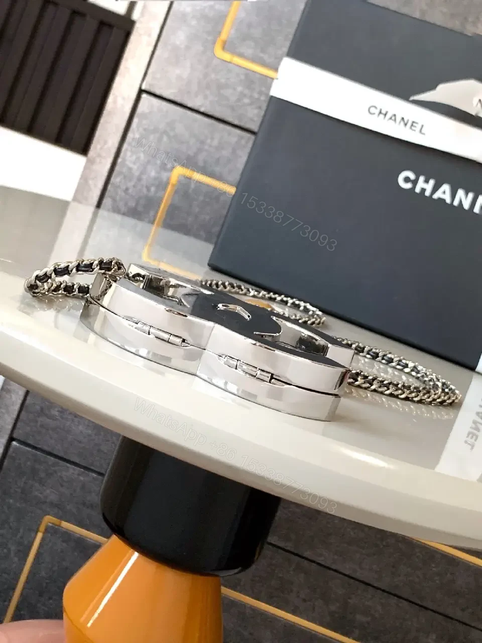 View 3 of Silver Interlock Necklace: Modern Luxe Statement Piece