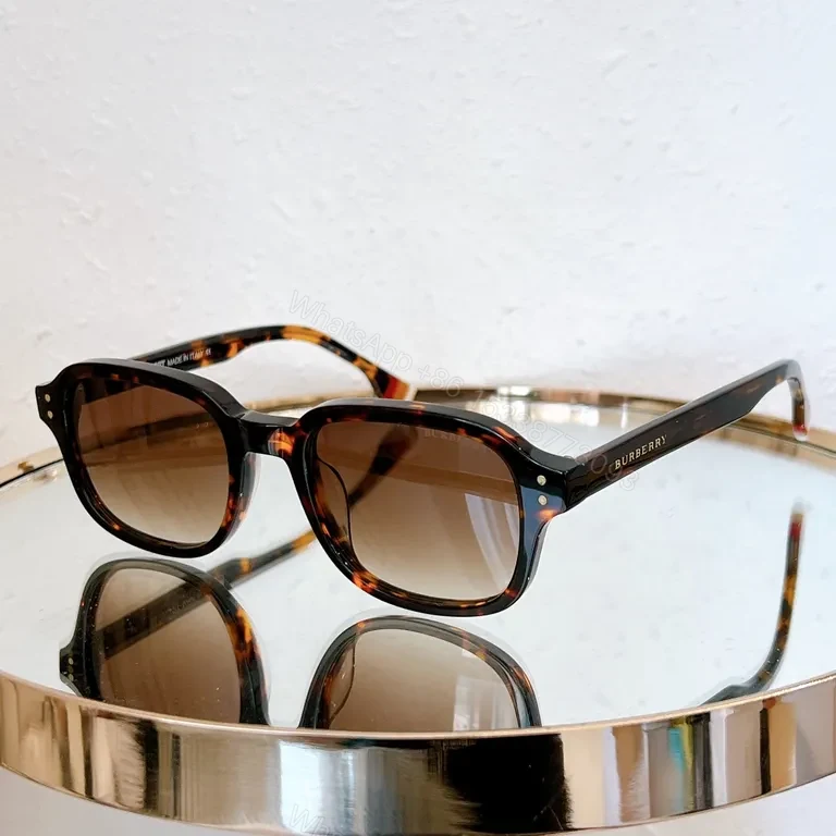 View 3 of Burberry Black Acetate Sunglasses: Gradient Blue Lenses