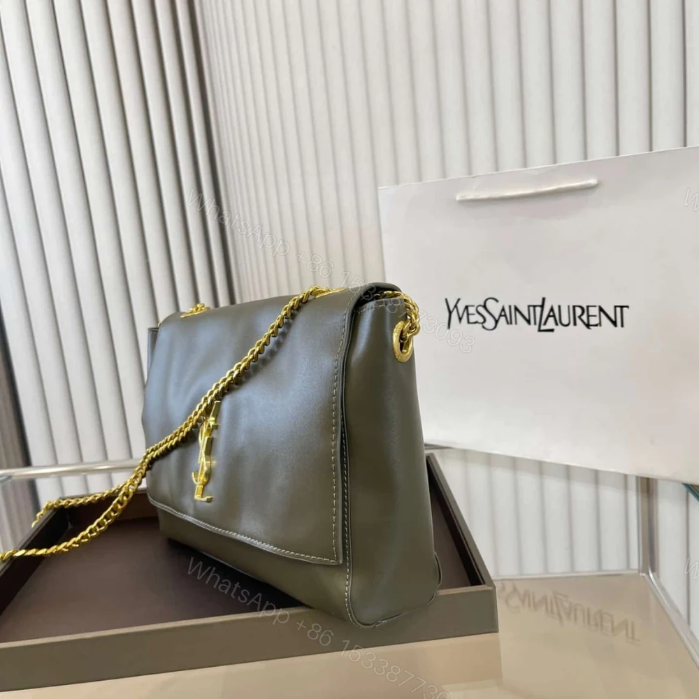 View 2 of Saint Laurent Kate Medium Chain Bag In Grain De Poundre Khaki 28Cm 364021BOW0W1229