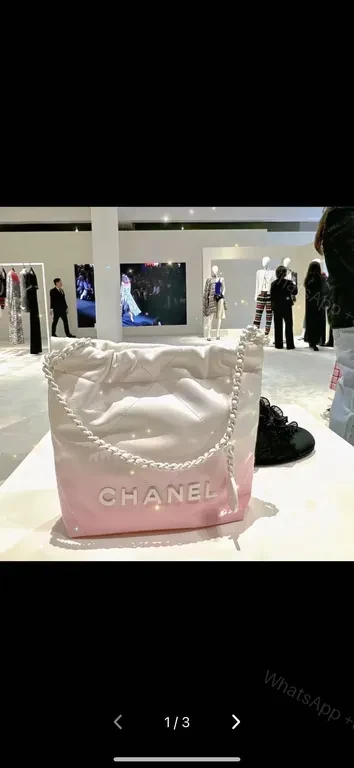 View 4 of Soft Gradient Quilted Bag with CHANEL Logo Chain Bag