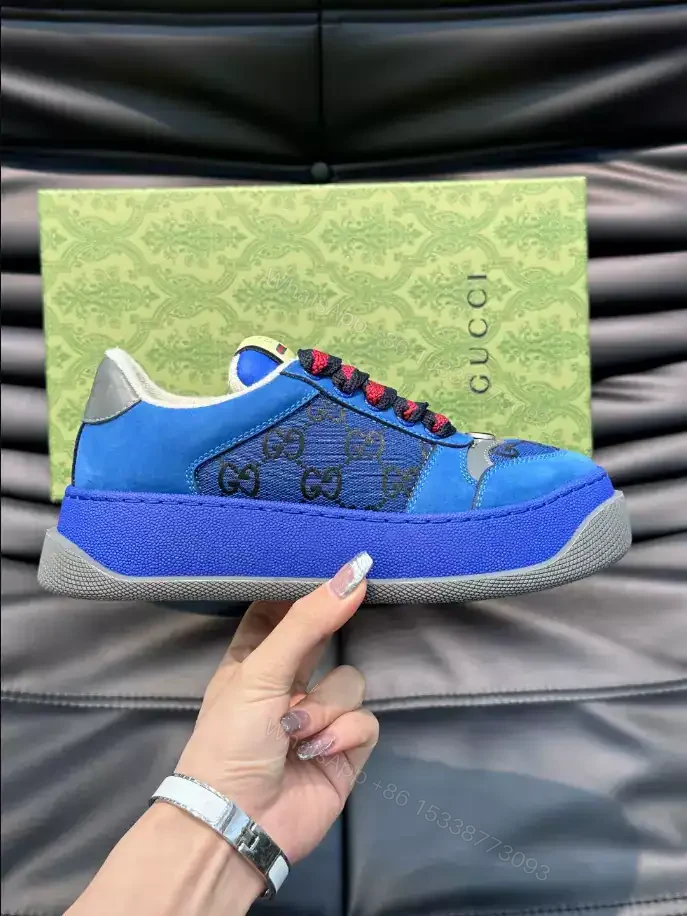 View 2 of GUCCI SCREENER GG SNEAKERS BLUE AND BLACK GG CANVAS – GC175
