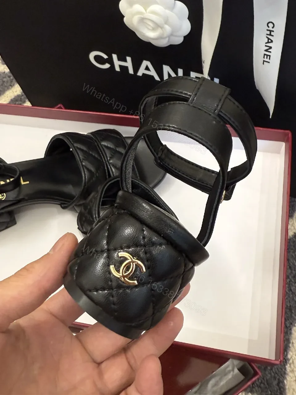 View 2 of Quilted Black Sandals - Strappy, Cushioned Comfort, Luxury Style