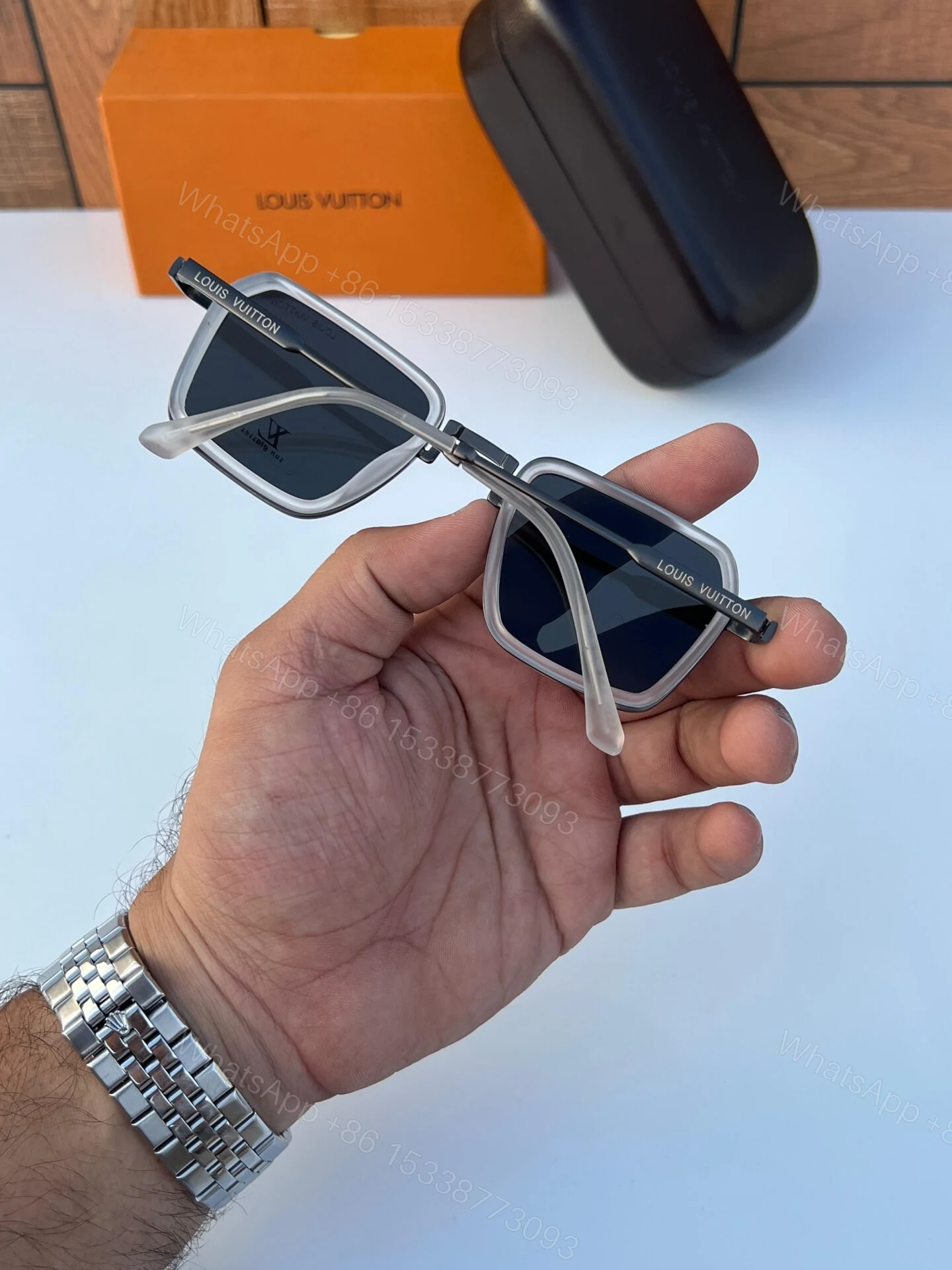 View 2 of Louis Vuitton Square Sunglasses Black-White