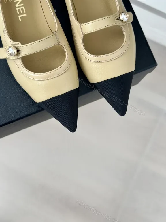 View 8 of Chanel Two-Tone Pointed-Toe Mary Jane Heels