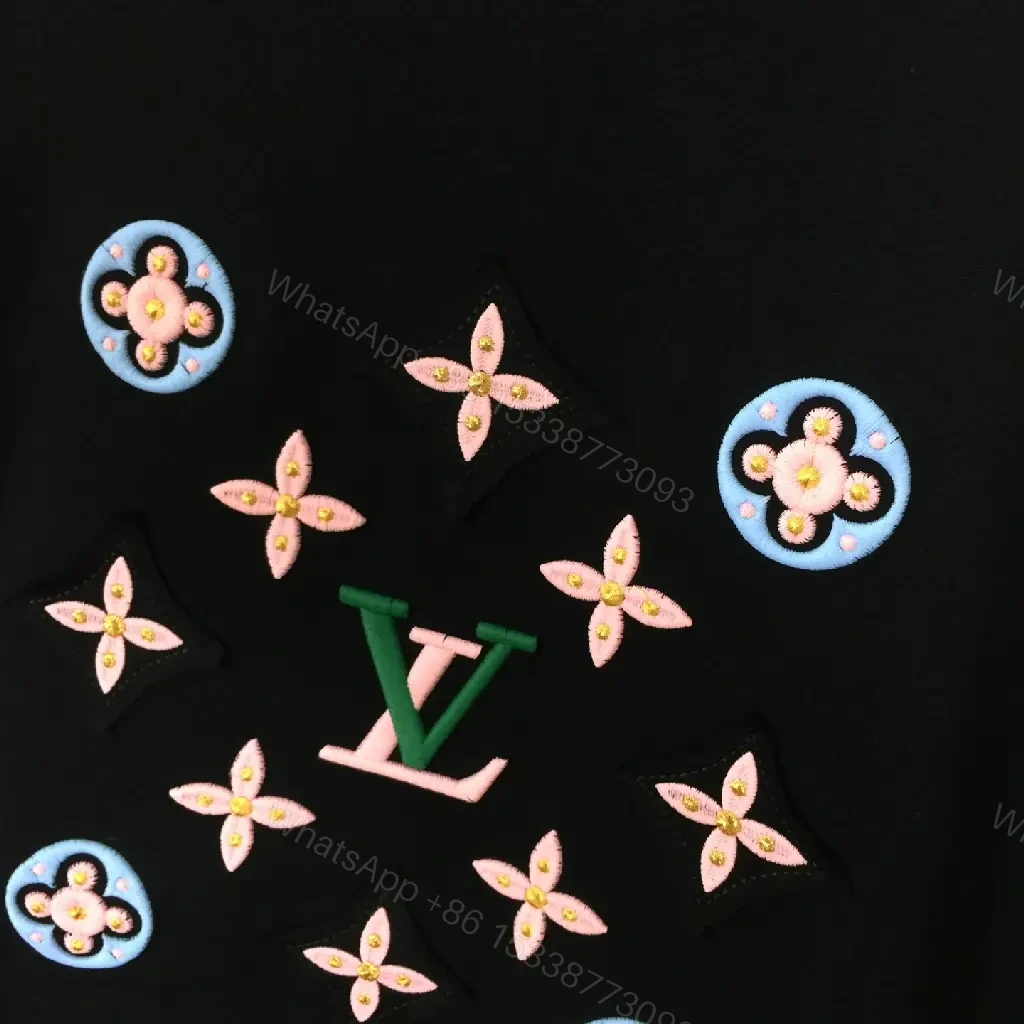 View 6 of Black Cotton Oversized Tee LV Monogram Floral T-Shirt