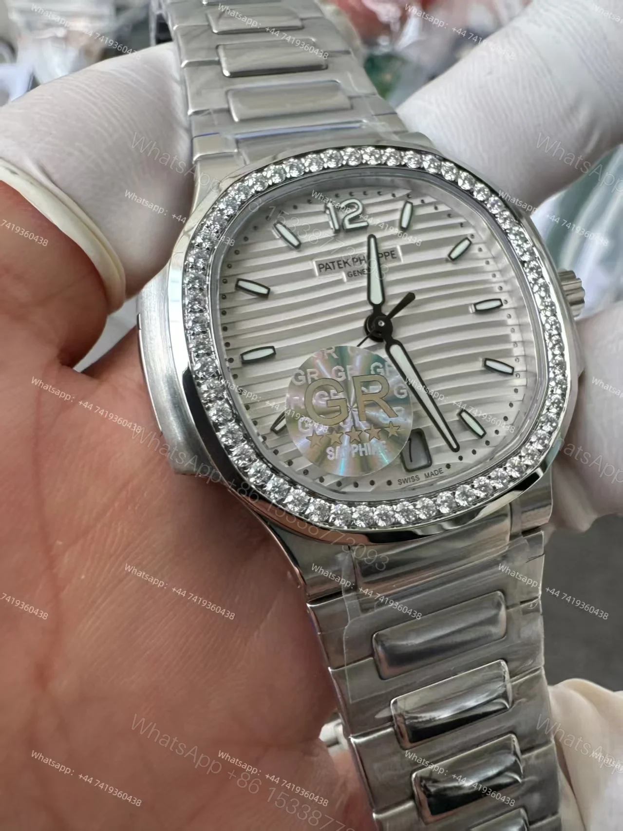View 5 of Patek Philippe Super Clone Nautilus 7118/1200A-010 White Dial Diamond Bezel 35.2mm