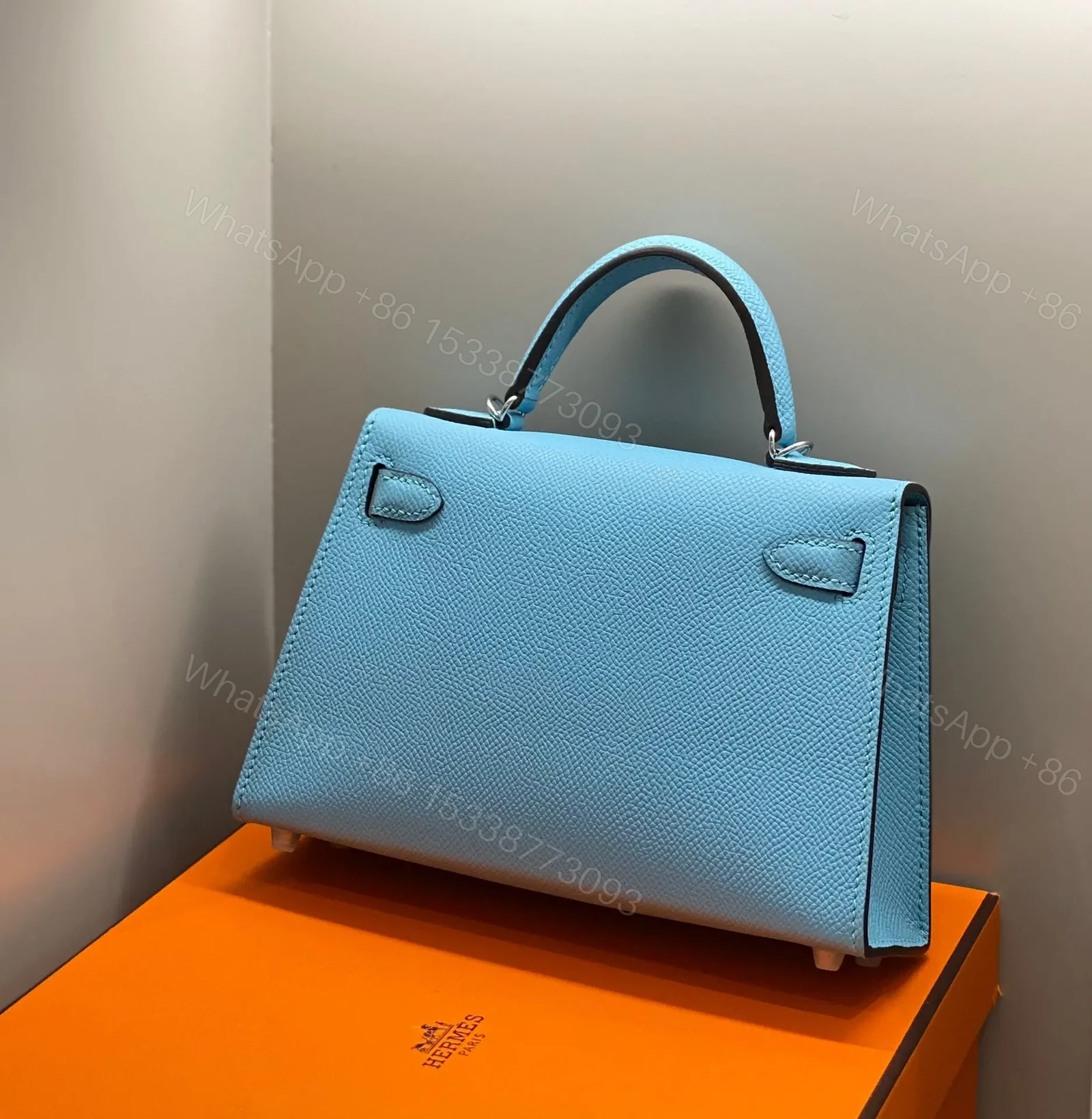 View 4 of HN KELLY MINI 20 SKY BLUE EPSOM SILVER HARDWARE
