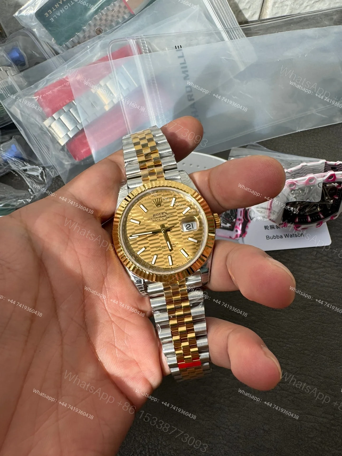 View 2 of Rolex Datejust M126333-0022 Water Ripple Gold Dial 1:1 Replica Jubilee 41MM 3235 Movement Super Clone Watch