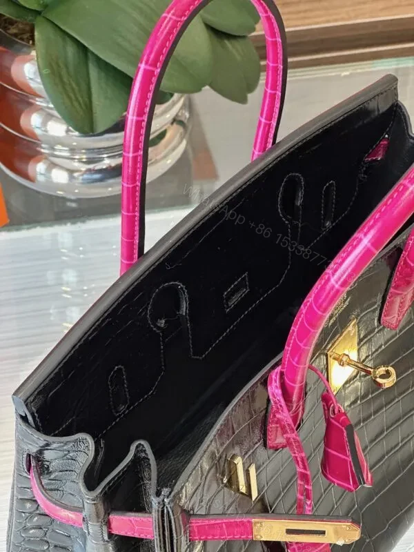 View 6 of HN 30 Black/Pink Genuine Crocodile Leather – Custom Made