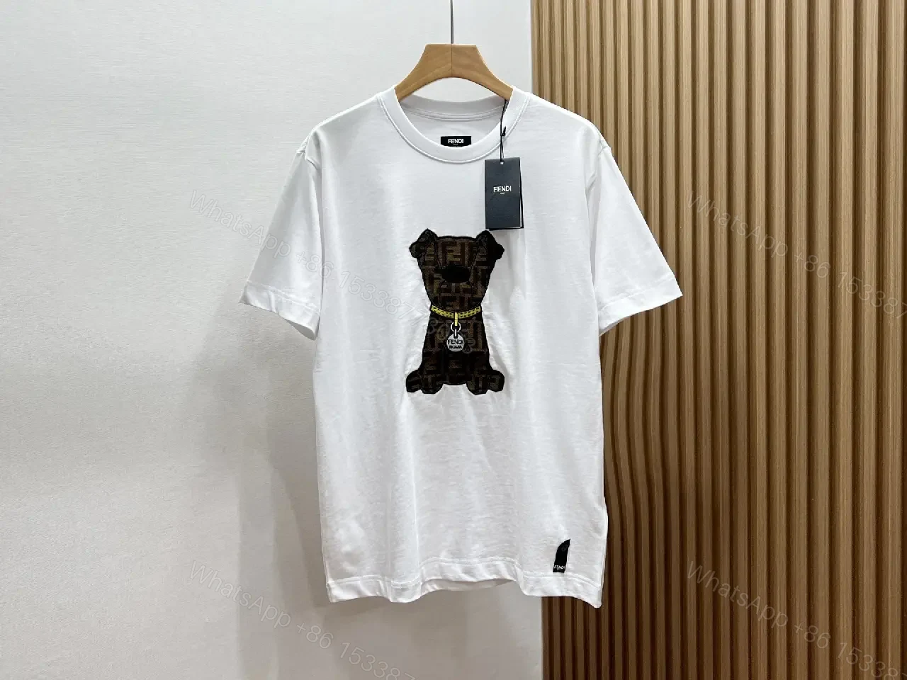 Minimalist White Tee: Textured Bear Graphic, Designer-Influenced Luxury Tee — view 1