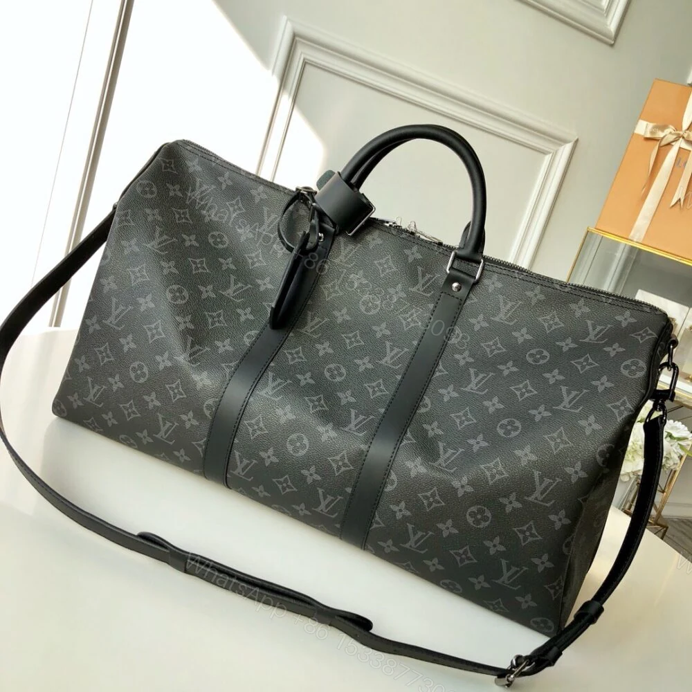 View 3 of Louis Vuitton Keepall Bandouliere 55 Monogram Eclipse Canvas 55cm LV M40605
